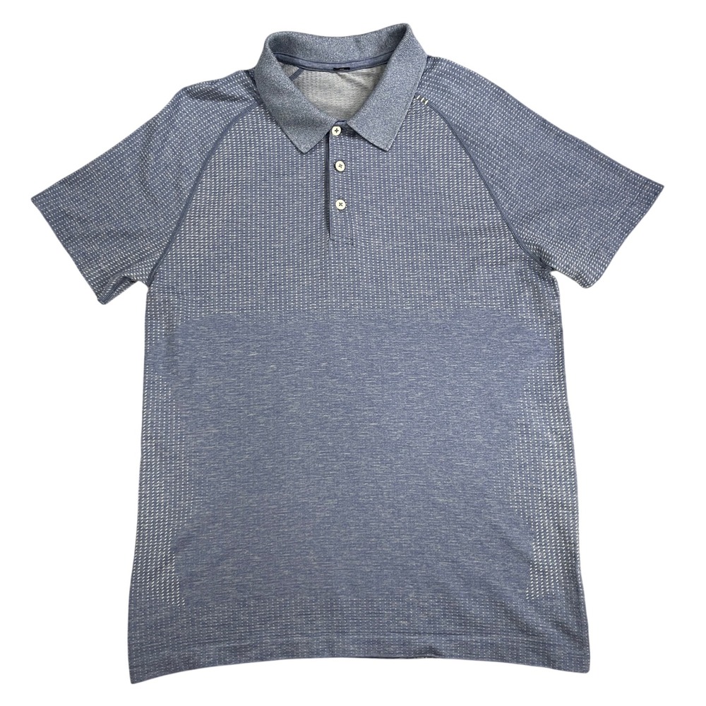 Lululemon Metal Vent Tech Seamless Short Sleeve Polo Shirt Mens Small Blue